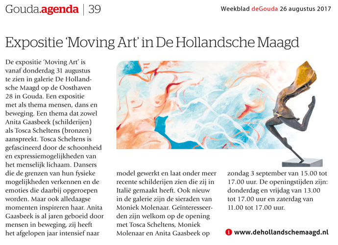 artikel weekblad deGoude Moving Art in de Hollandsche Maagd